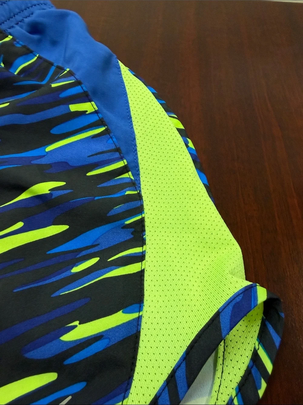Nike Women’s Blue & Lime Patterned Athletic Shorts